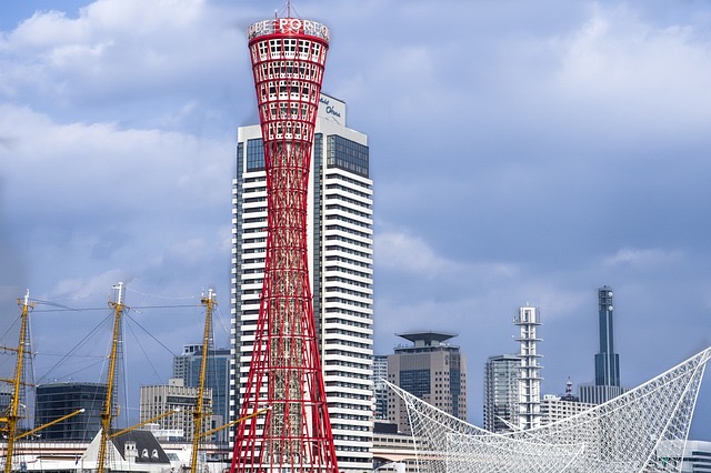 Kobe Port Tower rising over the harborfront