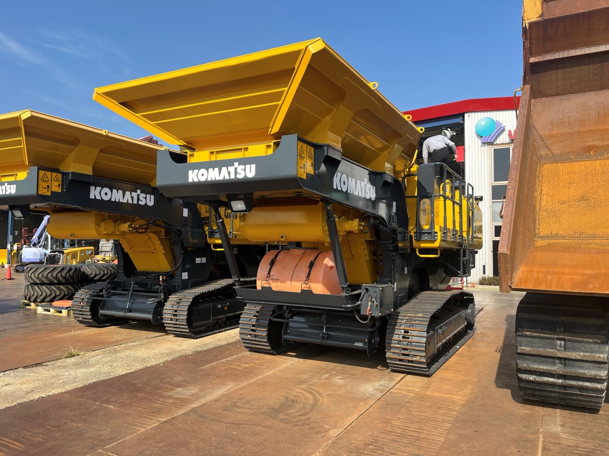 A mobile crusher being prepared for shipment